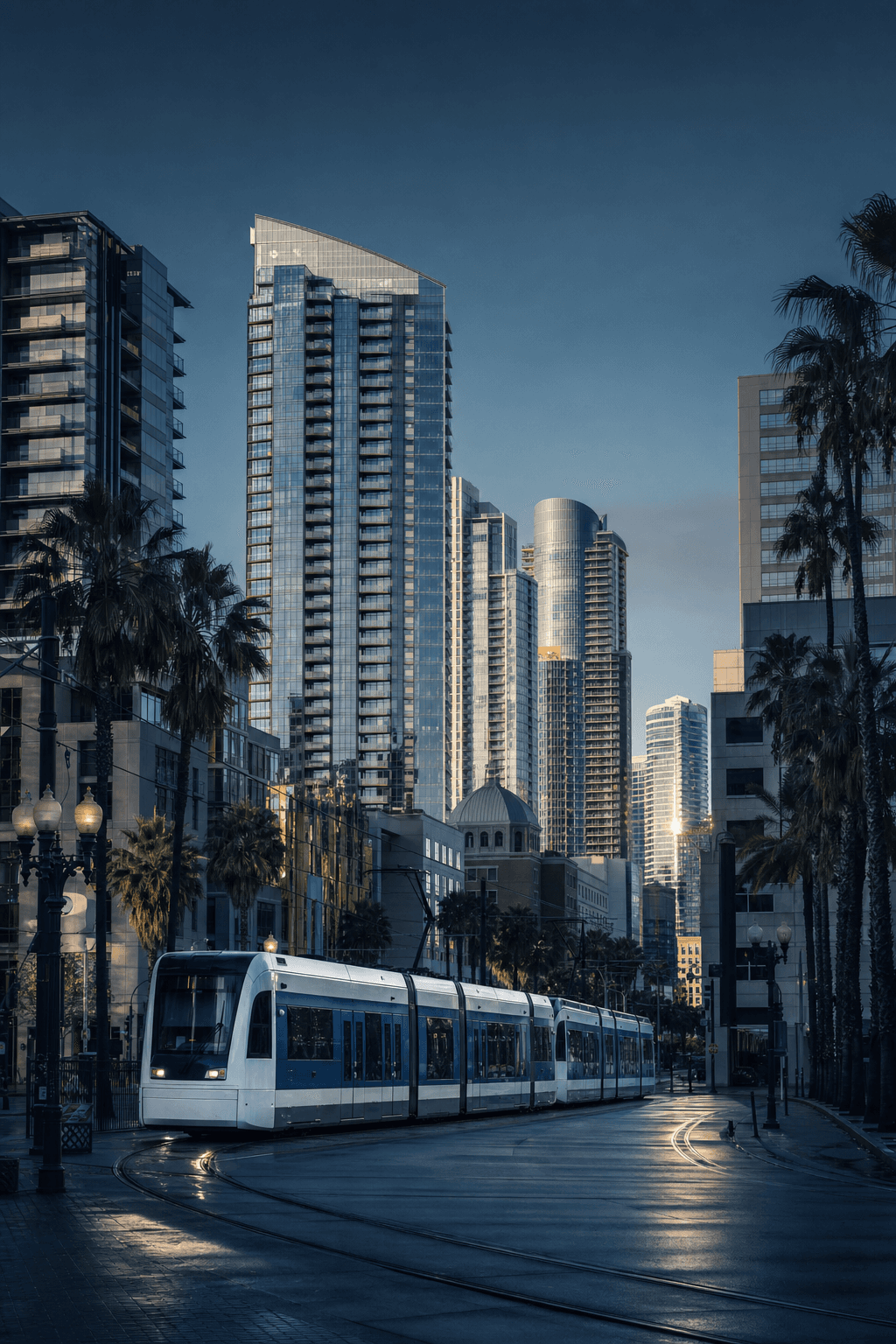 San Diego waterfront towers above the bay